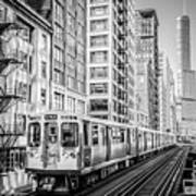 The Wabash L Train In Black And White Poster