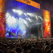 Thousands Of Concert Goers At The Acl Austin City Limits Outdoor Music Festival Are Greated By A State Of The Art Light Shows And Mammoth Stages Poster