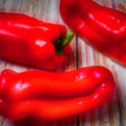 Three Red Bell Peppers Poster