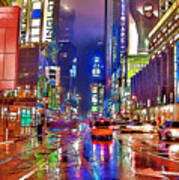 Times Square At Night In New York City Poster