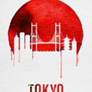 Tokyo Skyline Red Poster