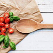 Tomatoes On Wooden Spoon Still Life Poster