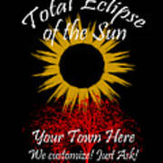 Total Eclipse Art For T Shirts Sun And Tree On Black Poster