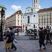Tourists On St. Michael Square In City Of Vienna Poster