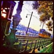 #tram #budapest #danube #river #sky Poster