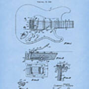 Tremolo Device 1956 Patent Art Lightblue Poster
