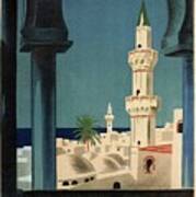 Tripoli, Libya - View Of Mosque - Retro Travel Poster - Vintage Poster Poster