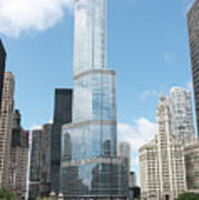 Trump Tower Overlooking The Chicago River Poster