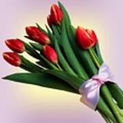 Tulip Bouquet With Ribbon Poster