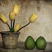 Tulips And Green Pears Poster