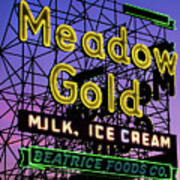 Tulsa Oklahoma Meadow Gold Neon - Route 66 Photo Art Poster