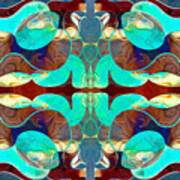 Turquoise Transitions Abstract Macro Transformations By Omashte Poster