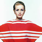 Twiggy In Red Striped Coverup Poster