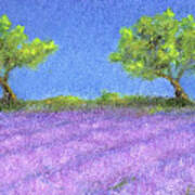 Twin Oaks And Lavender Poster