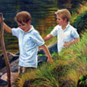 Two Boys Hiking Poster