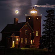 Two Harbors Lighthouse And Moon Poster