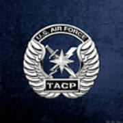 U. S.  Air Force Tactical Air Control Party -  T A C P  Badge Over Blue Velvet Poster