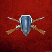 U. S. Army Infantry School Distinctive Unit Insignia Over Red Velvet Poster