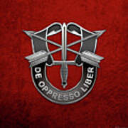 U. S.  Army Special Forces  -  Green Berets D U I Over Red Velvet Poster