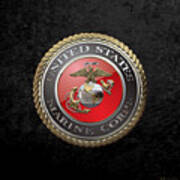 U. S.  Marine Corps  - U S M C  Emblem Over Black Velvet Poster