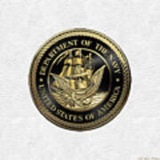 U. S.  Navy  -  U S N  Emblem Black Edition Over White Leather Poster