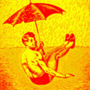 Umbrella Red Yellow Poster