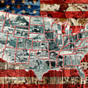 United States Drawing Collage Map 6 Poster