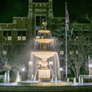 University Of North Alabama Fountain At Night Poster