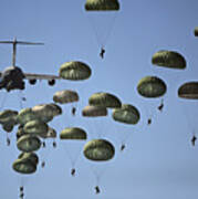 U.s. Army Paratroopers Jumping Poster