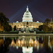Us Capitol Night Panorama Poster