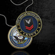 U.s. Navy Petty Officer Second Class - Po2 Rank Insignia Over Black Velvet Poster