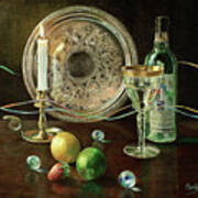 Vanitas Still Life By Candlelight With Les Bourgeois Wine Poster