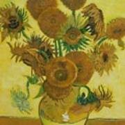 Vase Withfifteen Sunflowers Poster