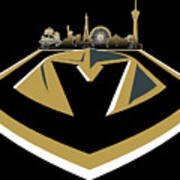 Vegas Golden Knights With Skyline Poster