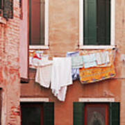 Venetian Laundry In Peach And Pink Poster