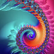 Vibrant And Colorful Fractal Spiral Poster