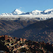 View Across La Paz To The Cordillera Real Mountains Bolivia Poster