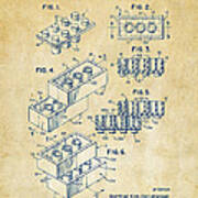 Vintage 1961 Toy Building Brick Patent Art Poster