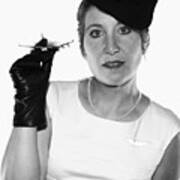 Vintage Flight Attendant In Black And White Poster