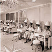 Vintage Hair Salon Ladies Hairdryers Poster