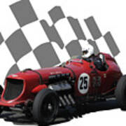 Vintage Racing Car And Flag 3 Poster