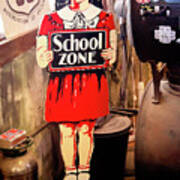 Vintage School Zone Sign Poster