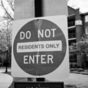 Warning No Entry Sign Do Not Enter Residents Only Housing Complex Boston Usa Poster