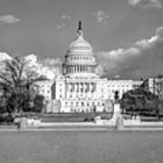 Washington Dc Capitol Building - Black And White Poster