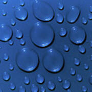 Water Drops Pattern On Blue Background Poster