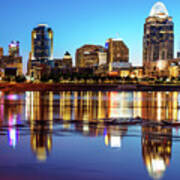 Water Reflections Of The Cincinnati Skyline Poster