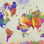 Watercolor Impression World Map Poster