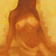 Watercolor Orange Nude Poster