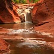 Waterfall At Red Cliffs Poster