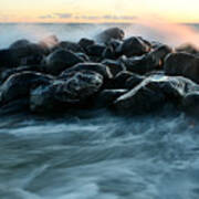 Wave Crashes Rocks 7941 Poster